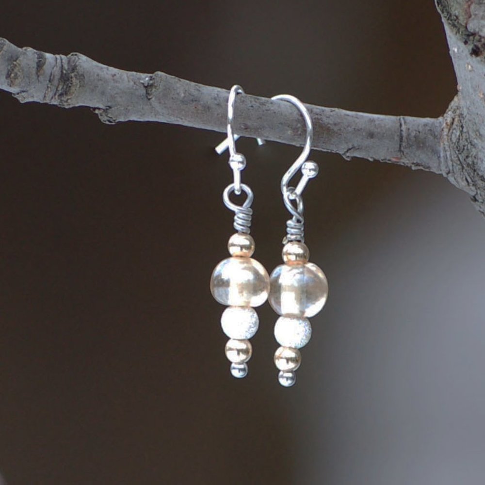 Glass Silver and Gold earrings